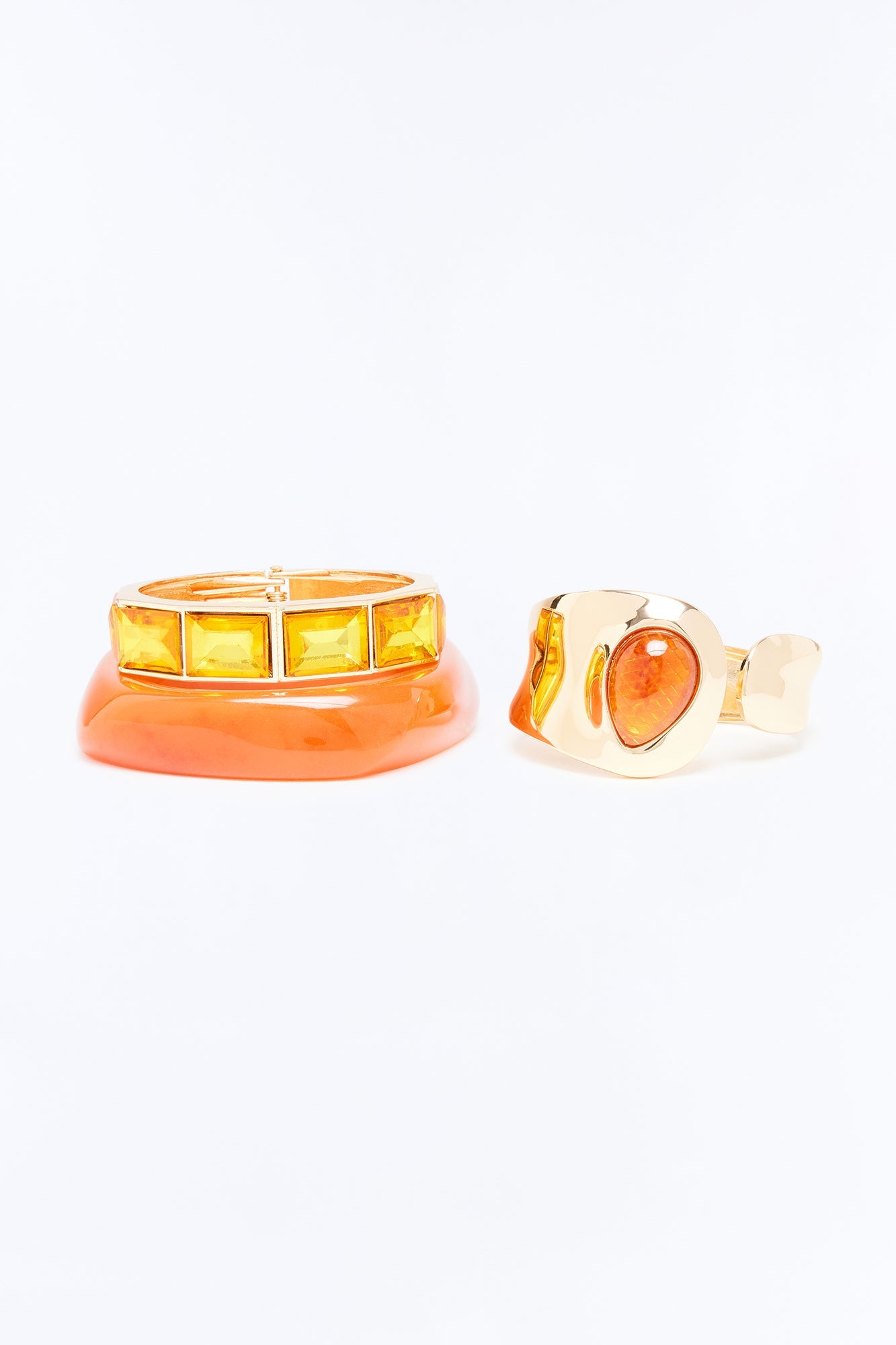 Honey Pot 3 Piece Bracelet Set - Gold/Orange