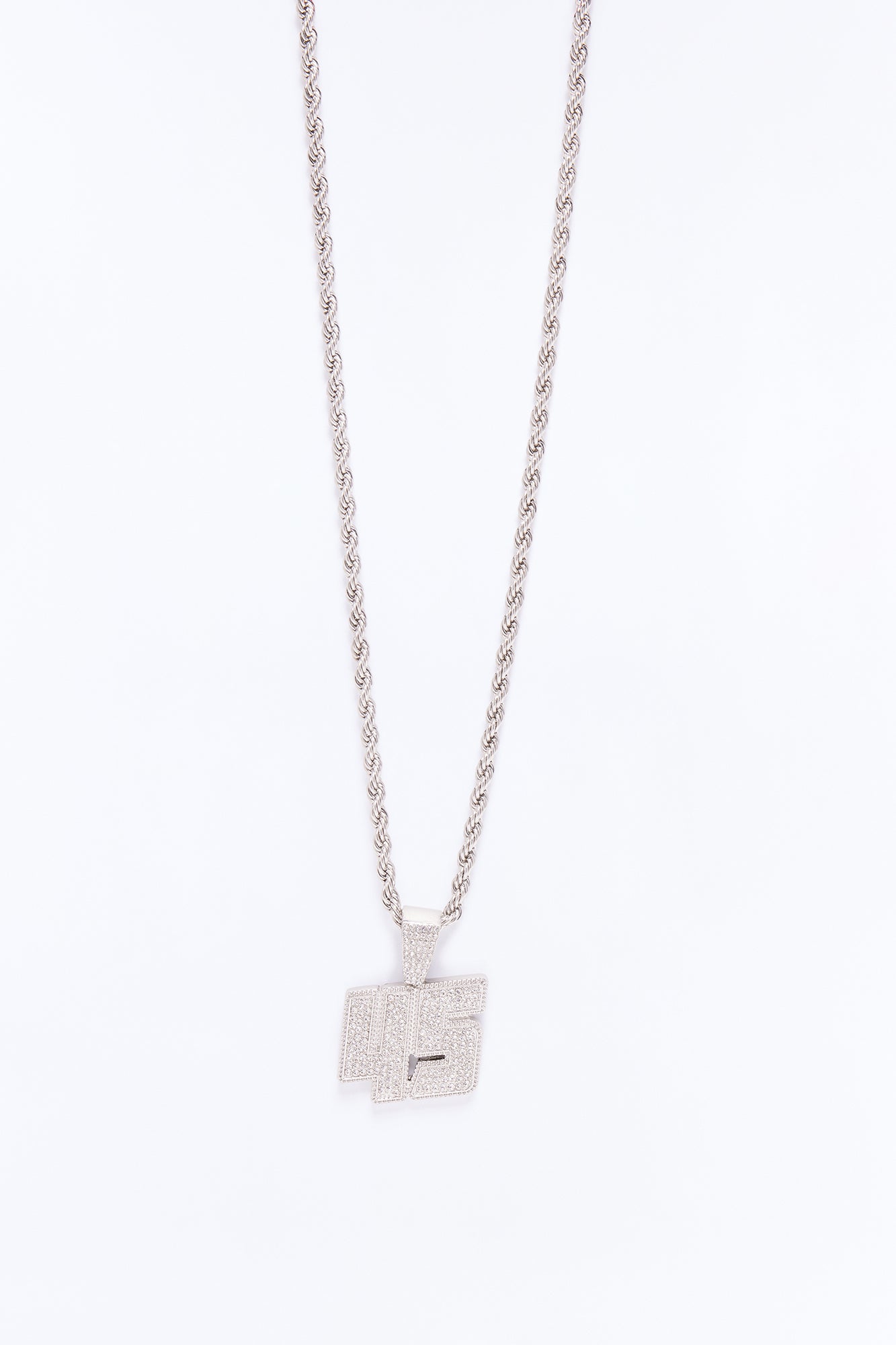 Iced 45 Rope Chain Necklace - Silver