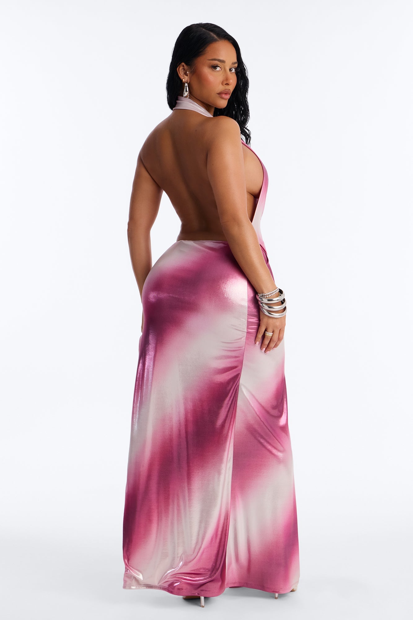 All About Me Metallic Maxi Dress - Pink/combo