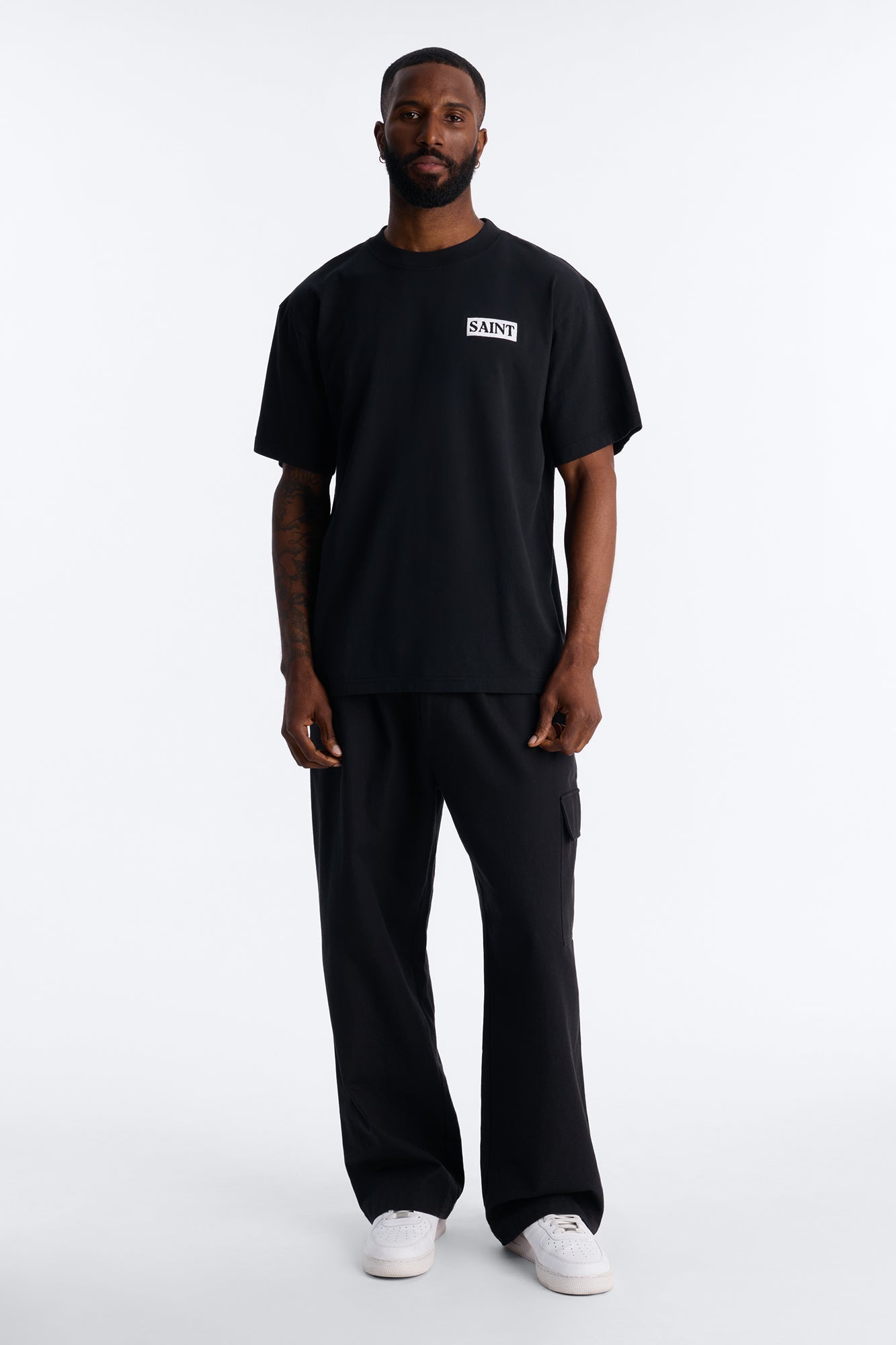 Saint Oversized Heavy Weight Embroidery Short Sleeve Tee - Black